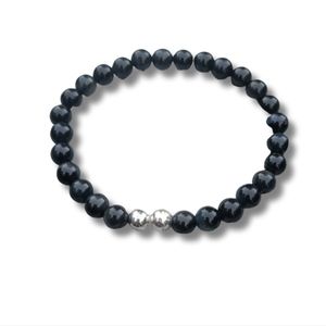 Sterling silver and blue tiger's eye stretch bracelet